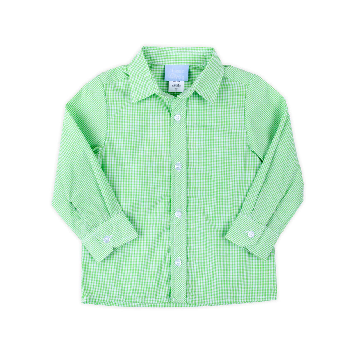 Green Gingham Button Down Shirt