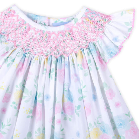 Sunshine Floral Smocked Angel Sleeve Bloomer Set