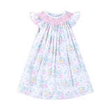 Sunshine Floral Smocked Angel Sleeve Dress