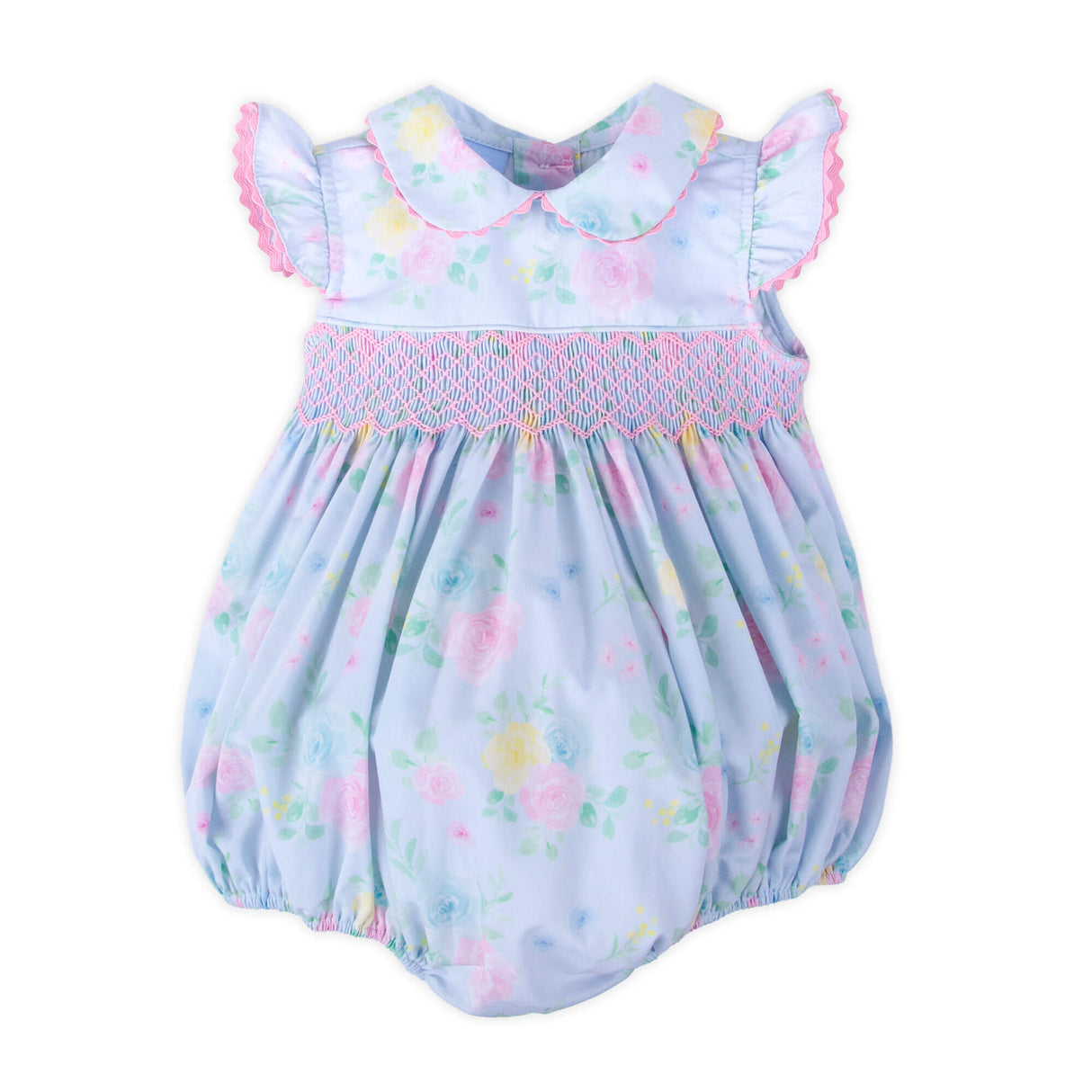 Peony Floral Smocked Collared Bubble