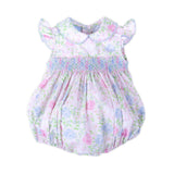 Bunny Floral Smocked Collared Bubble