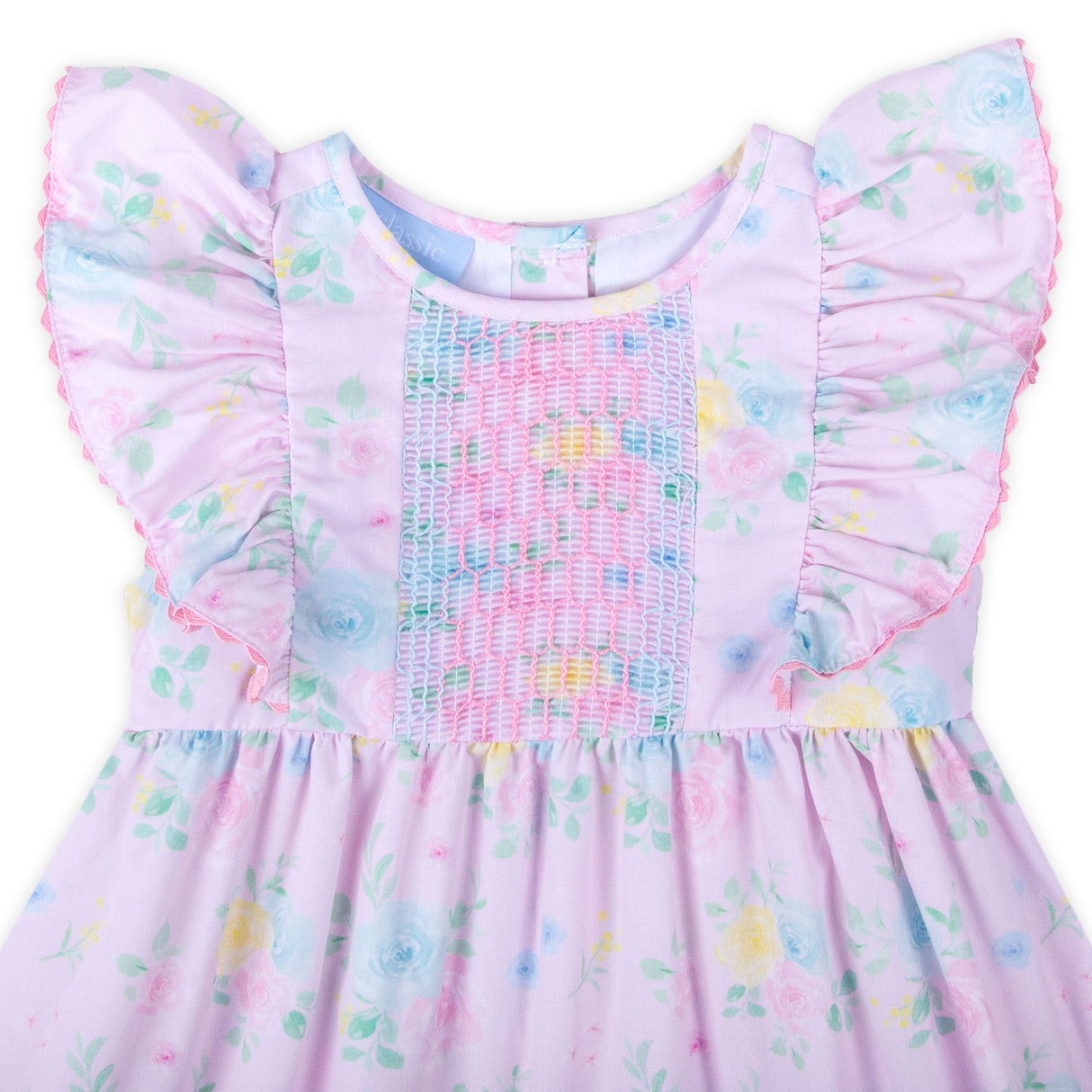 Rose Floral Geo Smocked Rachel Bubble