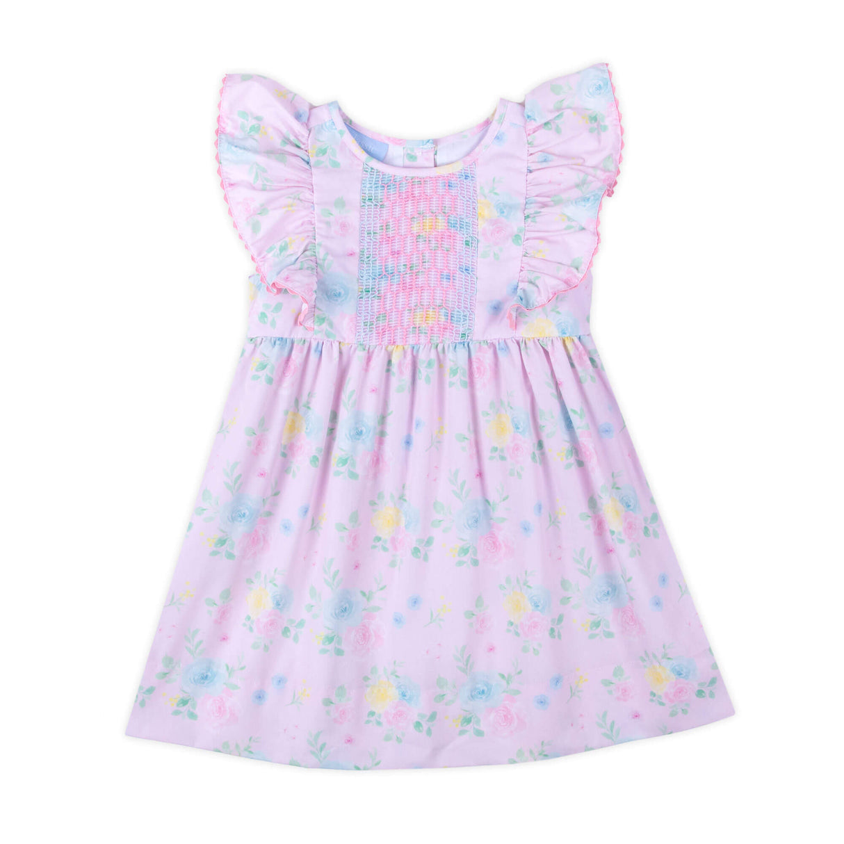 Rose Floral Geo Smocked Rachel Dress