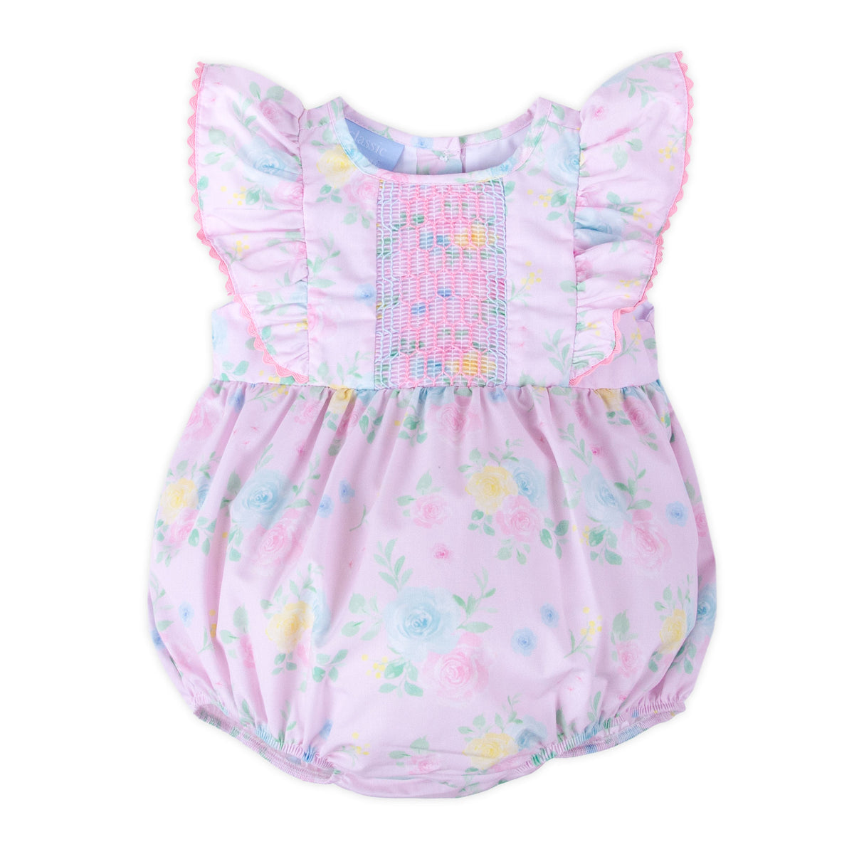 Rose Floral Geo Smocked Rachel Bubble