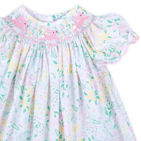 Hopping Bunny Smocked Garden Floral Bubble