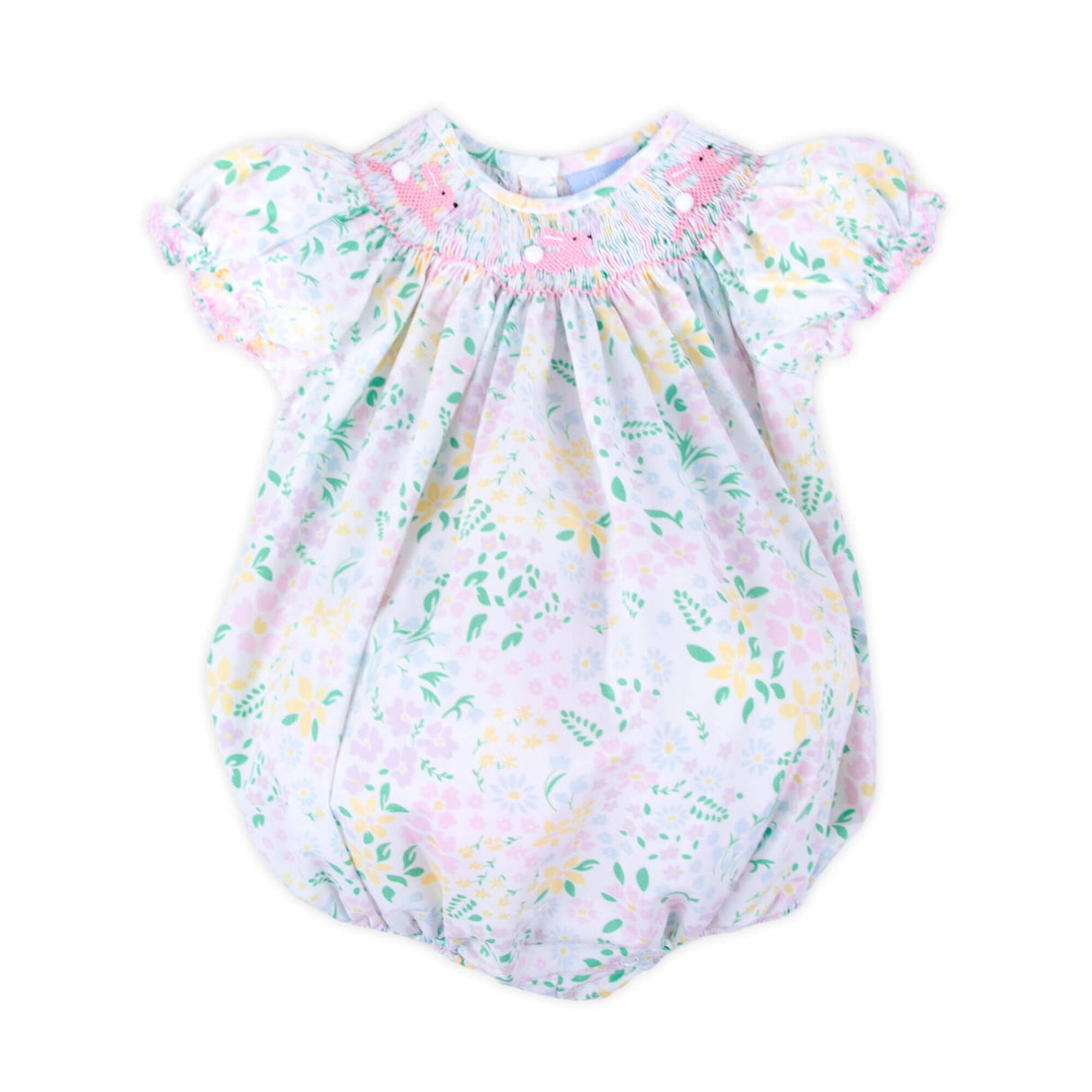 Hopping Bunny Smocked Garden Floral Bubble