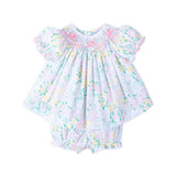 Hopping Bunny Smocked Garden Floral Bloomer Set