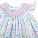 Garden Floral Smocked Angel Sleeve Bloomer Set