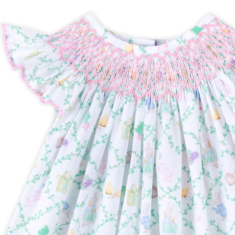 Storybook Rabbit Geo Smocked Angel Sleeve Bubble