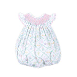 Storybook Rabbit Geo Smocked Angel Sleeve Bubble