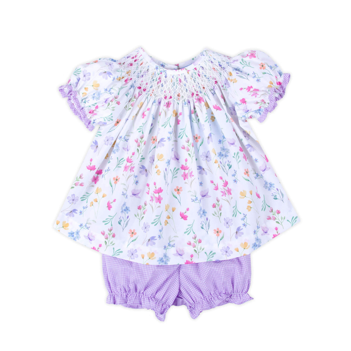 Butterfly Floral Smocked Bishop Bloomer Set