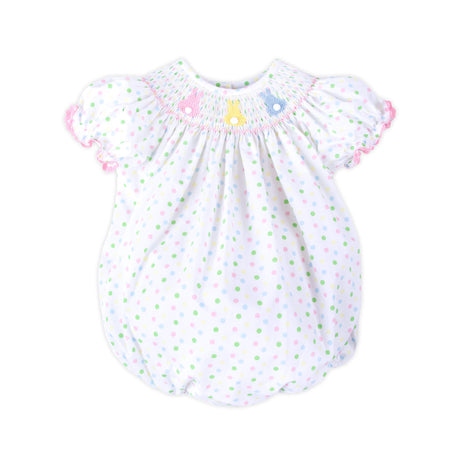 Bunny Smocked Colorful Polka Dot Bishop Bubble