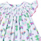 Fiesta Time Print Smocked Angel Sleeve Dress