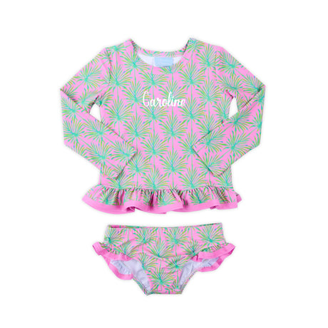 Paradise Palm Pink Rash Guard Set