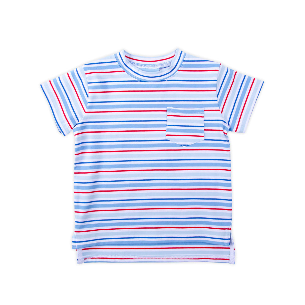 Patriotic Play Red & Blue Stripe Short Sleeve Pocket Shirt