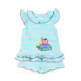 School Book Turquoise Stripe Adalyn Short Set