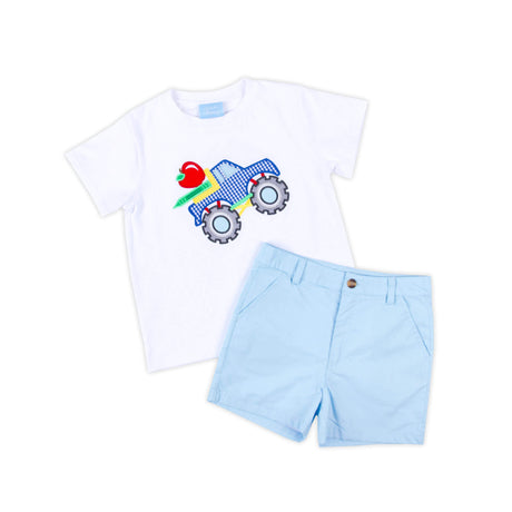 Bright Crayons Truck Light Blue Short Set
