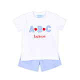 Apple & ABC Light Blue Gingham Short Set
