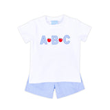Apple & ABC Light Blue Gingham Short Set