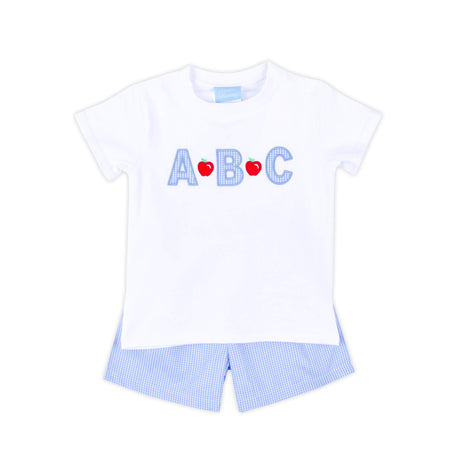 Apple & ABC Light Blue Gingham Short Set