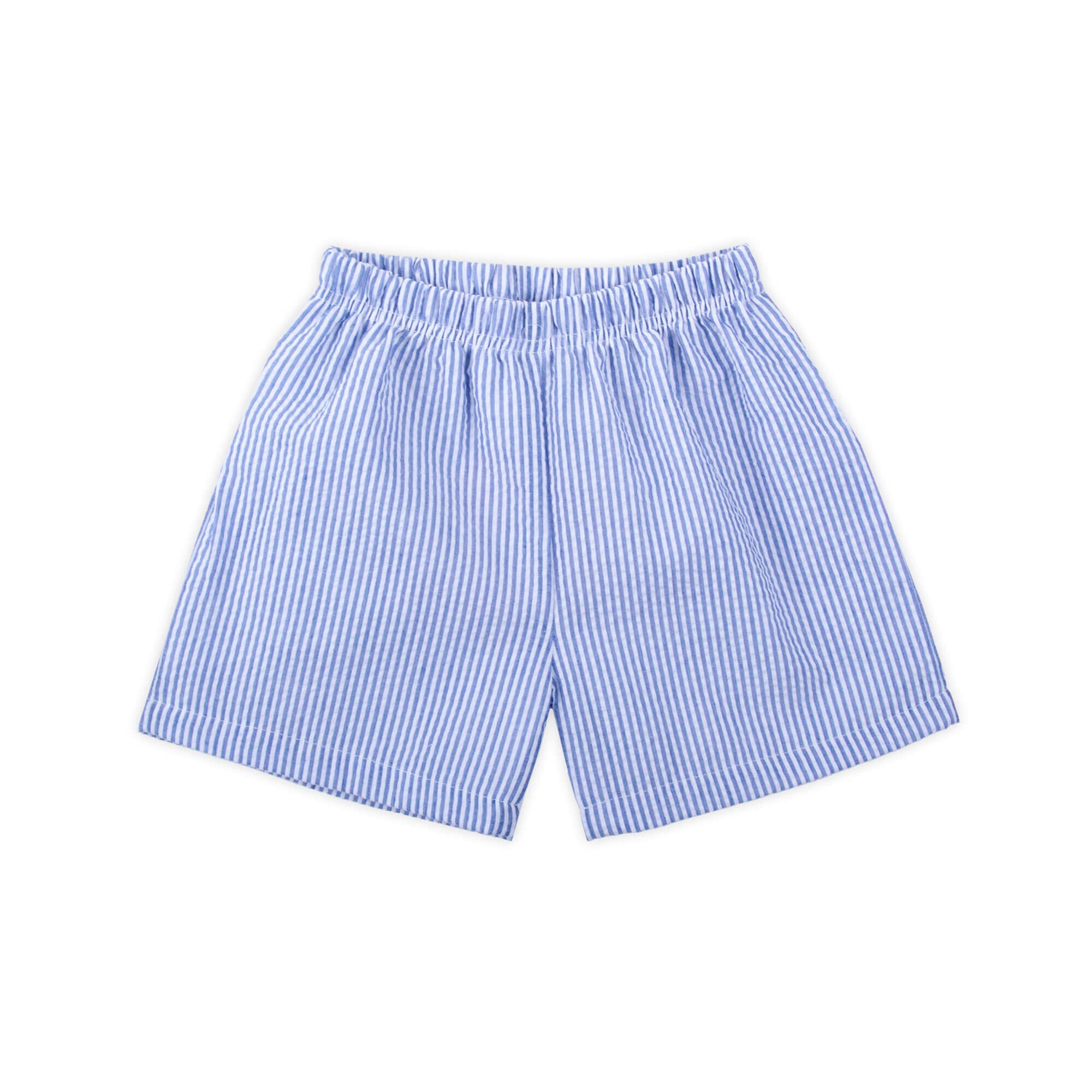 Blue Stripe Seersucker Shorts – Classic Whimsy