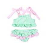 Santorini Green & Pink Stripe Two Piece Swimsuit