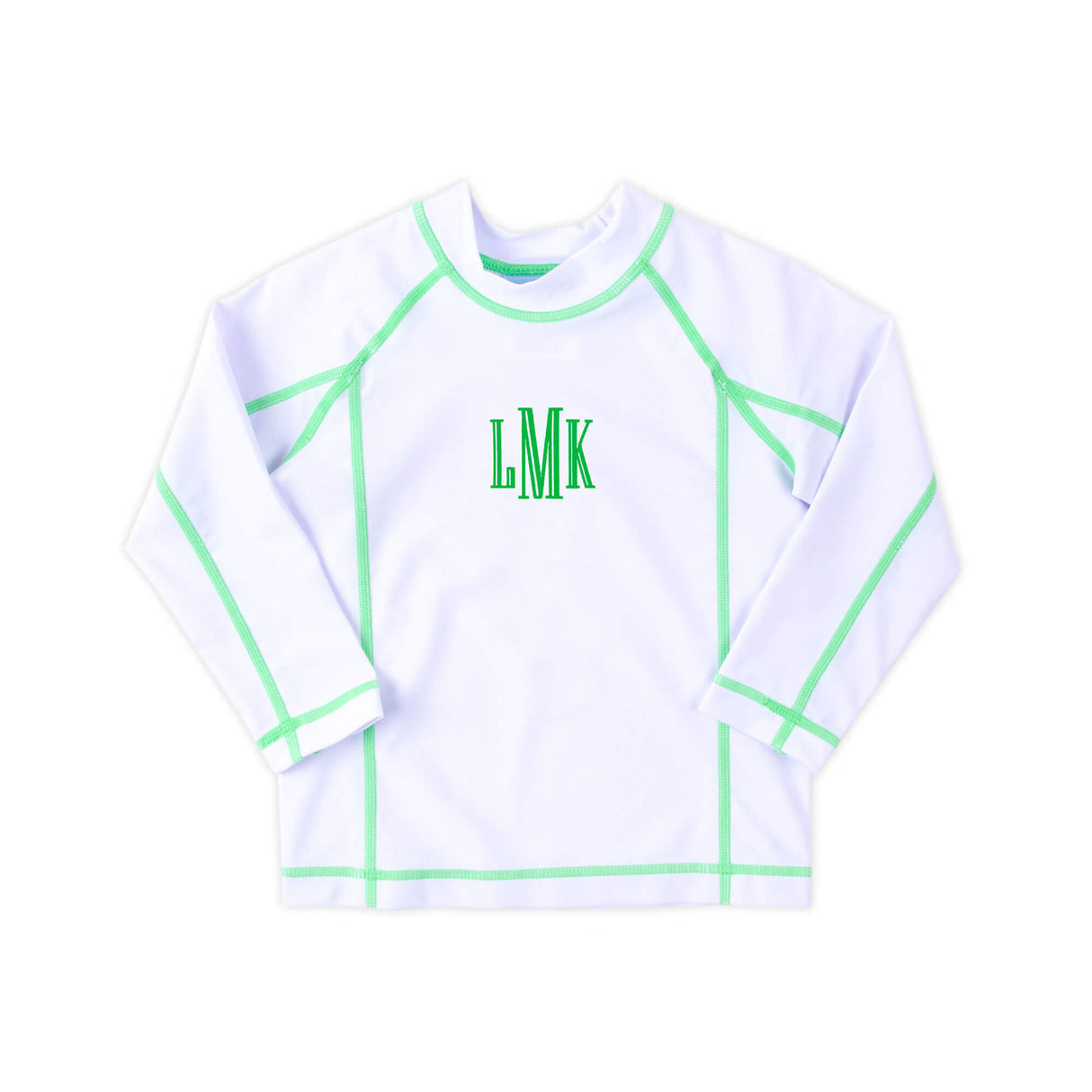 Santorini White With Green Trim Rash Guard