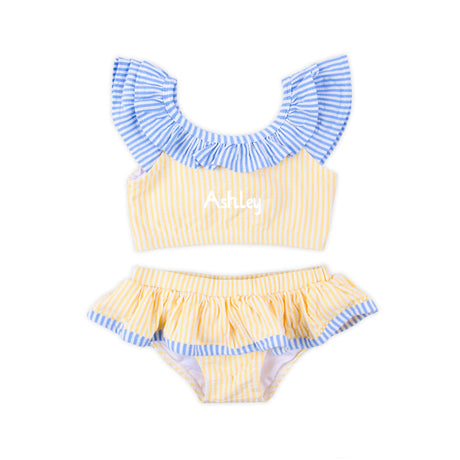 Santorini Yellow & Blue Stripe Two Piece Swimsuit