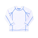 Santorini White With Light Blue Trim Rash Guard