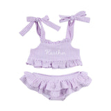 Santorini Purple Stripe Two Piece Swimsuit