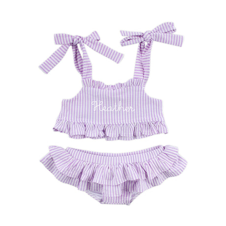 Santorini Purple Stripe Two Piece Swimsuit