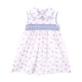 Sparkling 4th Of July Smocked Collared Dress