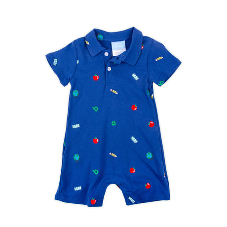 School Rules Blue  Polo Romper