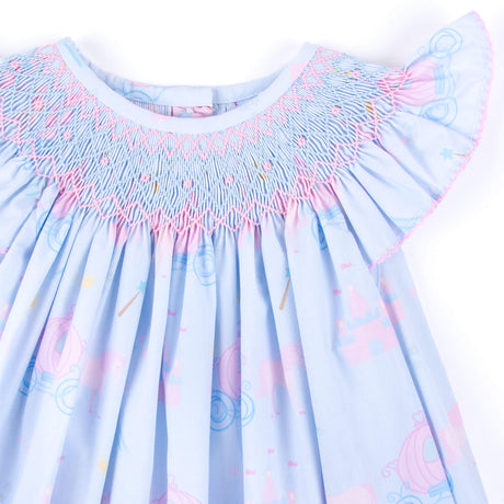 Magical Princess Light Blue Smocked Angel Sleeve Dress