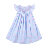 Magical Princess Light Blue Smocked Angel Sleeve Dress