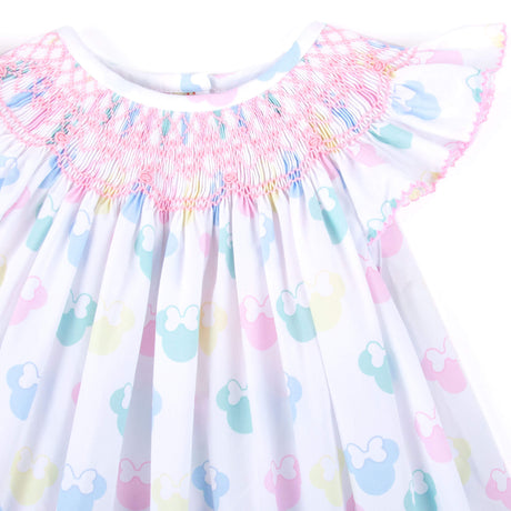 Pastel Mouse Ears Smocked Angel Sleeve Dress