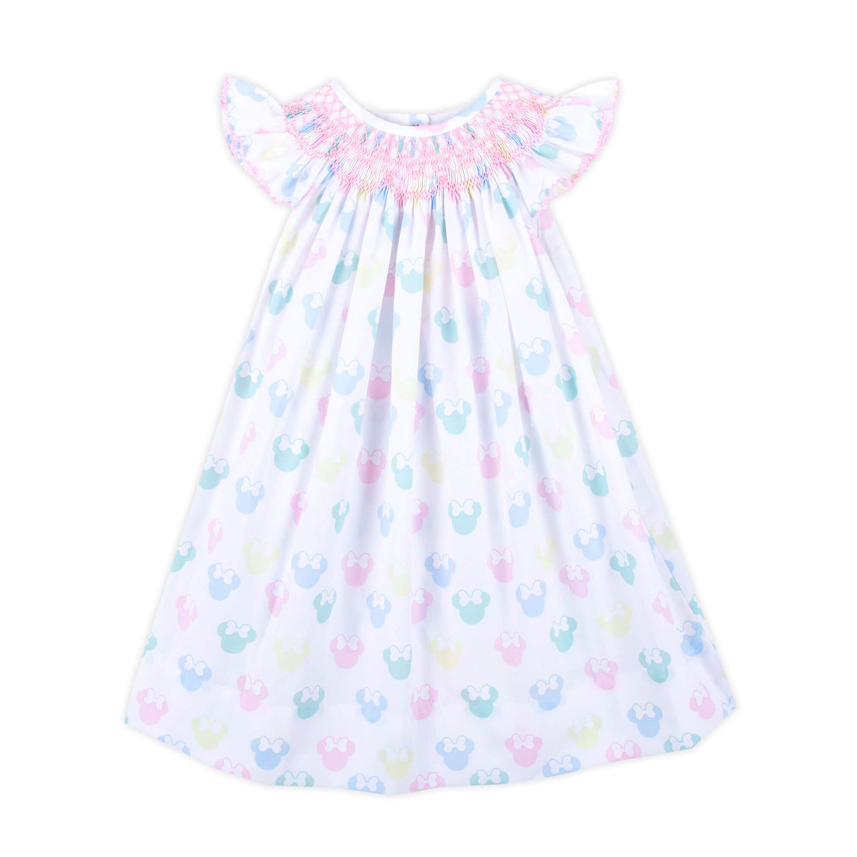 Pastel Mouse Ears Smocked Angel Sleeve Dress