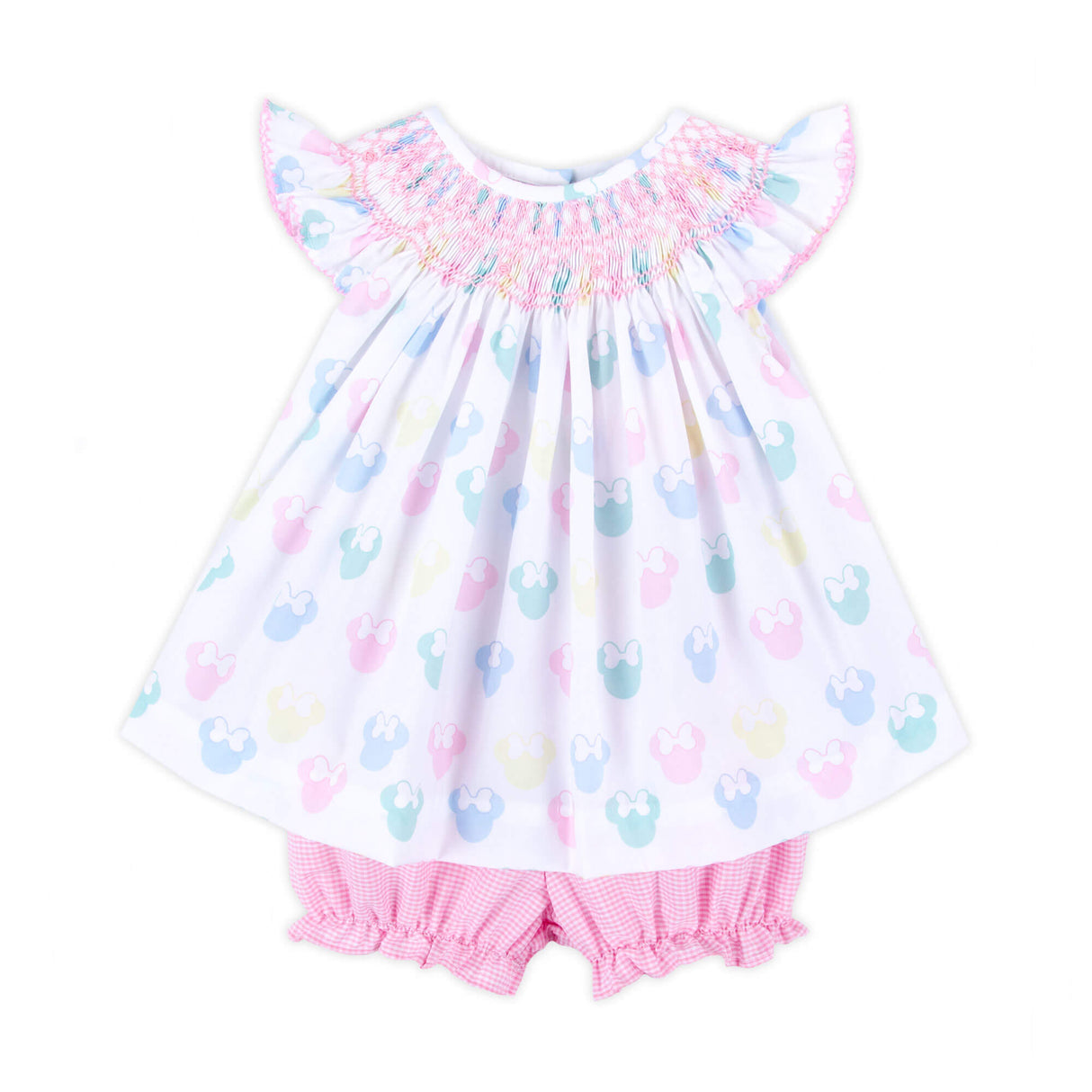 Pastel Mouse Ears Smocked Angel Sleeve Bloomer Set