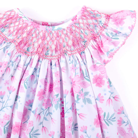 Petal Dream Pink Smocked Angel Sleeve Dress