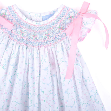 Dainty Floral Smocked Bow Bubble