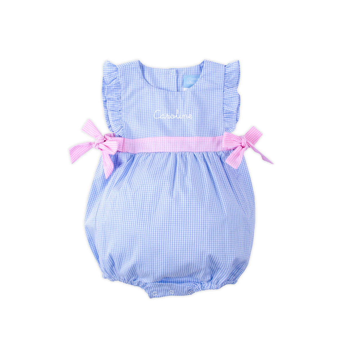 Light Blue & Pink Gingham Avery Bubble