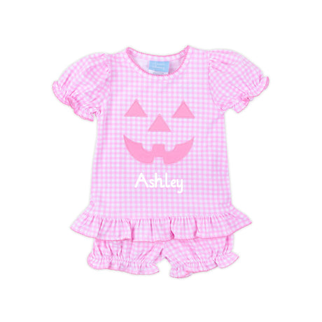 Jack O'Lantern Pink Gingham Milly Bloomer Set
