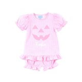 Jack O'Lantern Pink Gingham Milly Bloomer Set