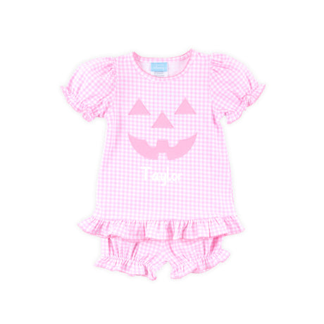 Jack O'Lantern Pink Gingham Milly Bloomer Set