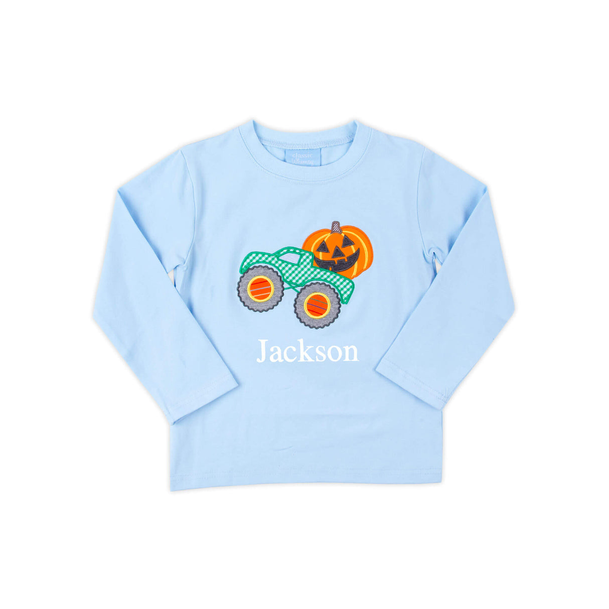 Jack O' Lantern Truck Light Blue Long Sleeve Shirt