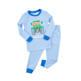 Pumpkin Tractor Light Blue Stripe Pajamas
