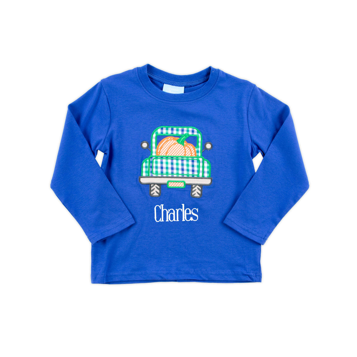 Pumpkin Truck Royal Blue Long Sleeve Shirt