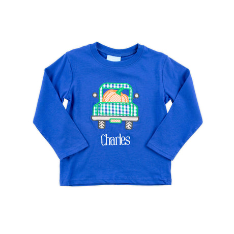 Pumpkin Truck Royal Blue Long Sleeve Shirt