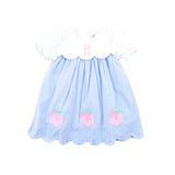 Sweet Pumpkin Bow Light Blue Gingham Amelia Dress