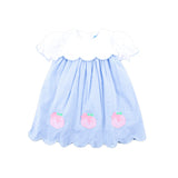 Sweet Pumpkin Bow Light Blue Gingham Amelia Dress